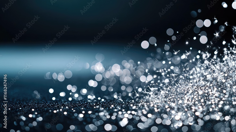 Poster Burst abstract background concept. Glistening shimmering particles create a magical and enchanting effect on a dark background.