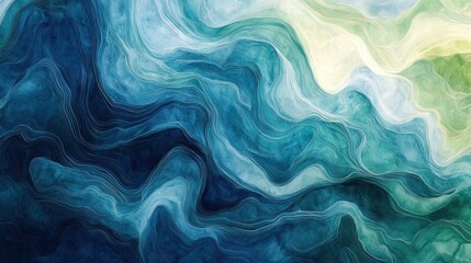 Obraz premium Abstract blue and green waves blending together on a smooth surface