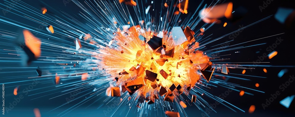 Poster Burst abstract background concept. A vibrant explosion of light and color, showcasing dynamic energy and movement.