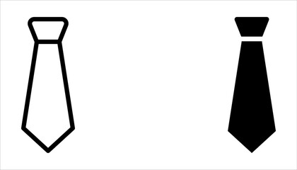 tie icon set. Black and white neck tie. Tie business icon vector on white background.