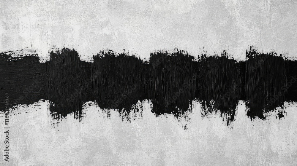 Poster Grungy abstract background idea. Abstract monochrome art with distinct black brush strokes on a textured gray background.