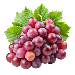 Fototapeta premium fresh red grapes with leaves isolated