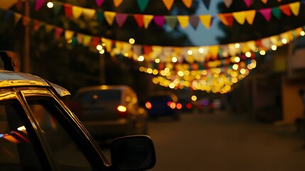 Curious drivers observing a roadside flag display, symbolizing community awareness and shared curiosity in public spaces, reflecting collective engagement and local identity