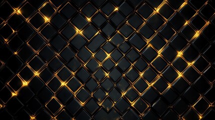 Fototapeta premium Abstract square pattern background in dark colors with glowing edges