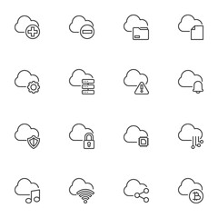 Fototapeta premium Cloud computing line icons set