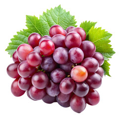 Fototapeta premium fresh red grapes with leaves isolated