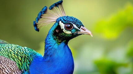 Obraz premium Stunning Close-Up of a Vibrant Peacock with Rich Feather Details