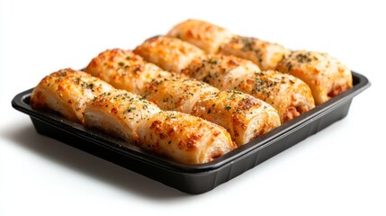 Baked Cheese Rolls in a Black Tray