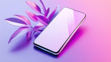 Smartphone Mockup with Purple Aesthetic 