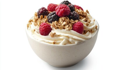 Creamy Yogurt Bowl Topped With Berries Granola