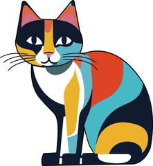 Set of black cats. Collection of silhouette of funny cats in different poses. Vector illustration isolated on white background. Drawing with children.