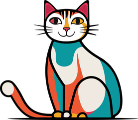 Set of black cats. Collection of silhouette of funny cats in different poses. Vector illustration isolated on white background. Drawing with children.