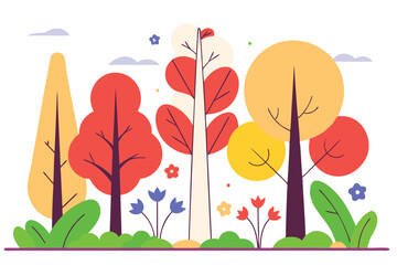 Forest illustration vector on white background

