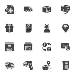 Online shopping, e-commerce vector icons set