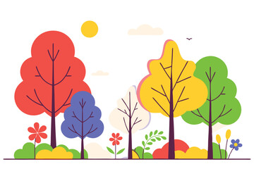 Fototapeta premium Forest illustration vector on white background