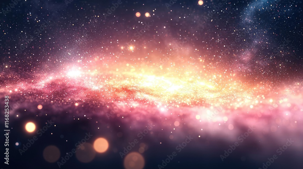Poster galaxy abstract background concept. a stunning cosmic panorama displaying colorful galaxies and star