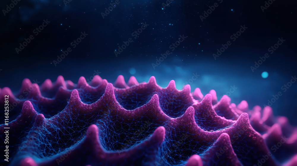 Poster hyper-realistic 3d fractal structure with vibrant colors and detailed texture