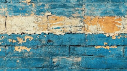 Obraz premium Rustic brick wall with peeling paint and weathered texture