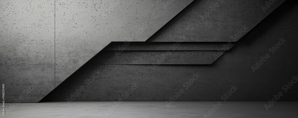 Aufkleber Grungy abstract background idea. Modern abstract concrete wall with geometrical lines and shadows in a minimalistic style.