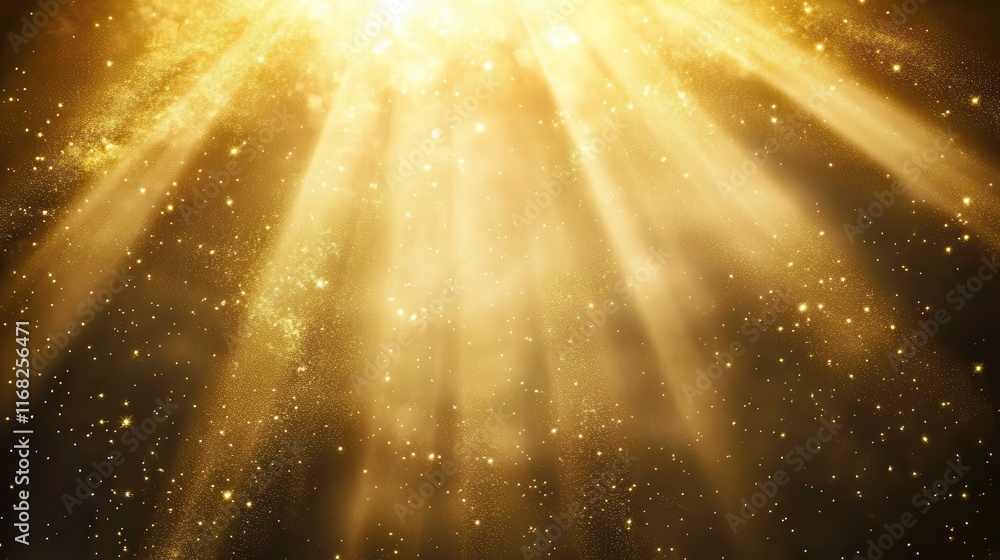 Wall mural abstract light rays in golden hues streaming from the top, creating depth