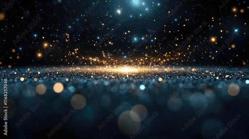 Poster Galaxy abstract background concept. Abstract cosmic background with shimmering particles creating a stunning visual effect.
