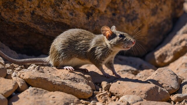 Central Rock Rat in Stealth: Mastering Camouflage Among Desert Rocks