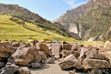 Boulders of stones in the Chegem gorge.
