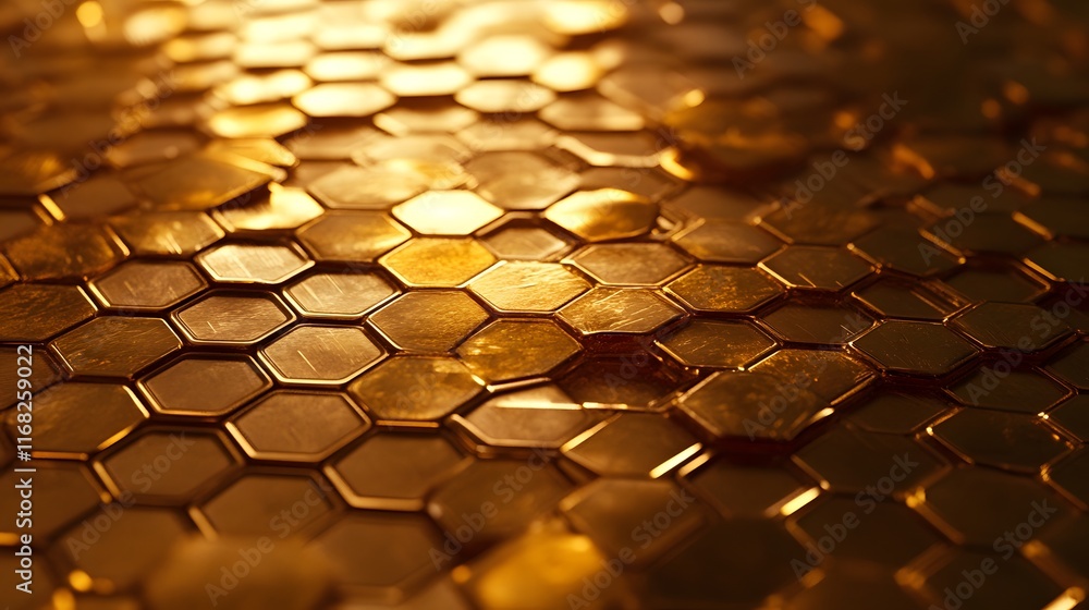 Poster Golden Hexagonal Pattern Abstract Background