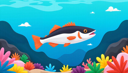 Obraz premium Vibrant wrasse fish swimming through colorful coral reef, underwater beauty