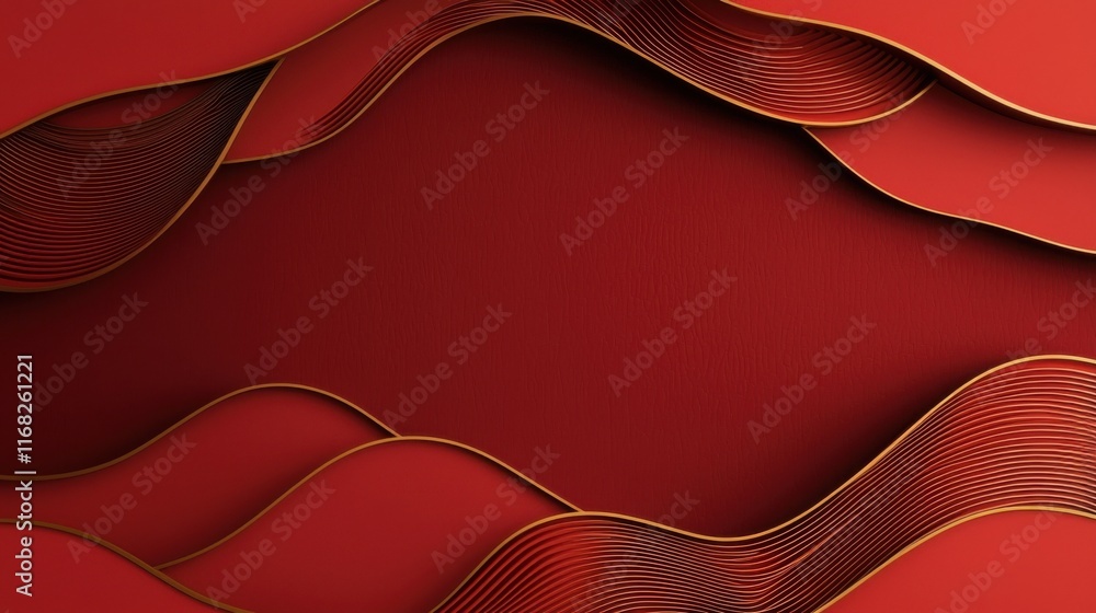 Poster abstract red waves with dynamic flow feature a rich texture and elegance, ideal for backgrounds or d