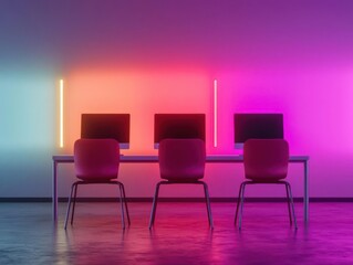 community support concept. A serene visualization of a glowing community hub offering computer literacy classes