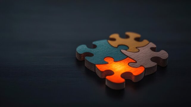 community support concept. A symbolic visualization of glowing puzzle pieces forming a sustainable community framework, community support assistance sustainability, conceptual progress imagery