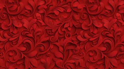 Elegant red floral pattern design, featuring intricate swirls and textures suitable for various creative projects.