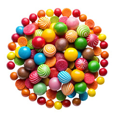 high angle view of multi colored candies against
