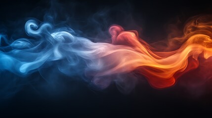 Fototapeta premium Abstract Smoke Art: Blue and Orange Swirls on Black