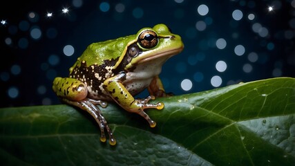 Fototapeta premium Booroolong Frog in the Moonlight: A Quiet Night in the Forest