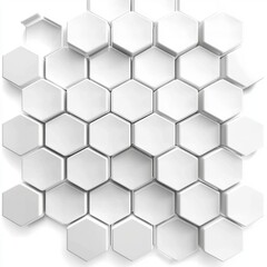 Fototapeta premium Textured white hexagonal tiles arranged in a pattern creating a modern and minimalistic background for design purposes