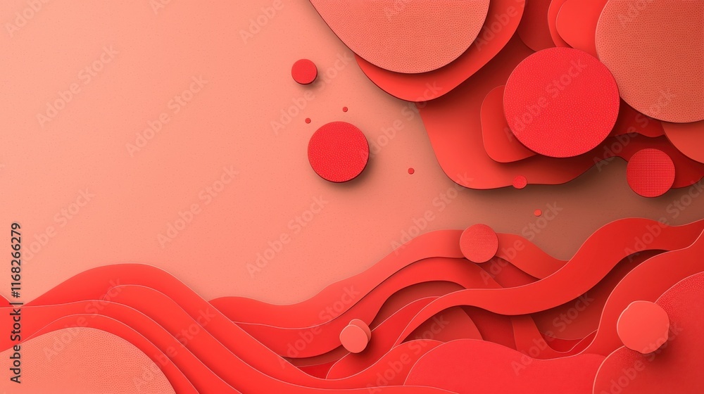 Poster vibrant abstract background featuring layered red shapes and smooth curves, perfect for modern desig