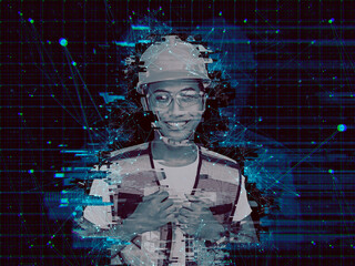 Digital representation of an AI engineer in a futuristic concept
