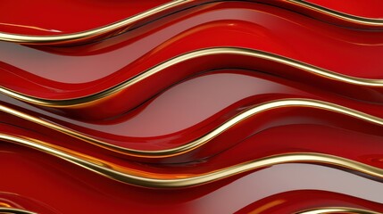 Vibrant red and gold wave pattern creating a striking visual effect, perfect for backgrounds and artistic designs.