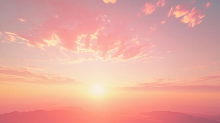 Sunset sky with soft pink and orange tones blending into a peaceful horizon