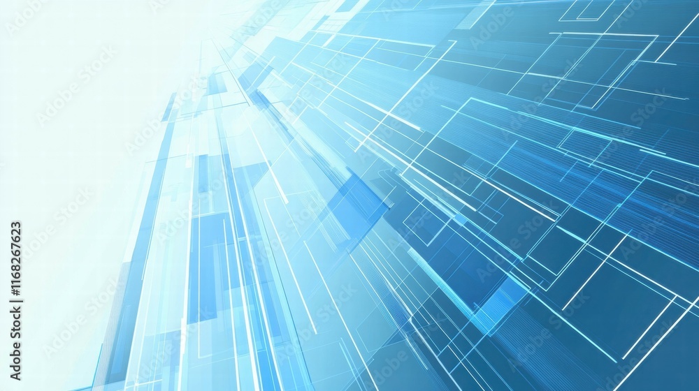 Aufkleber abstract blue background with geometric lines and shapes, conveying a sense of technology.