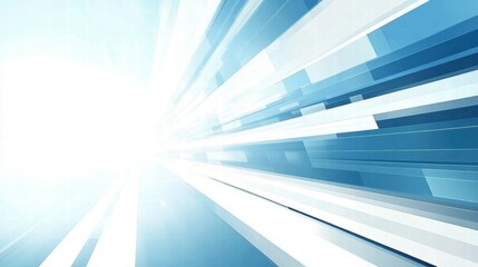 Abstract blue and white design conveying motion and energy.