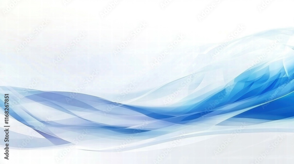 Poster Abstract blue wave design with soft gradients for a calming visual effect.