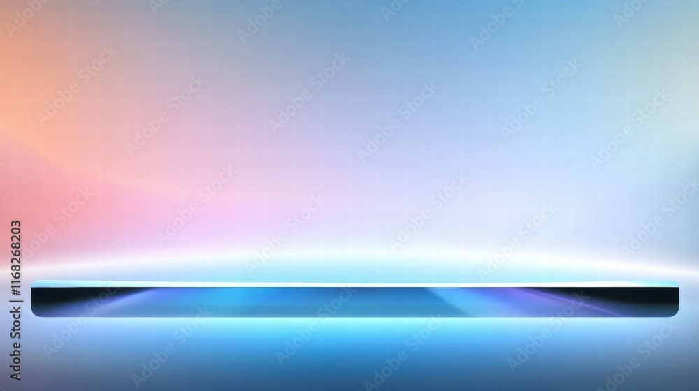 Poster a sleek, modern device against a softly gradient background.