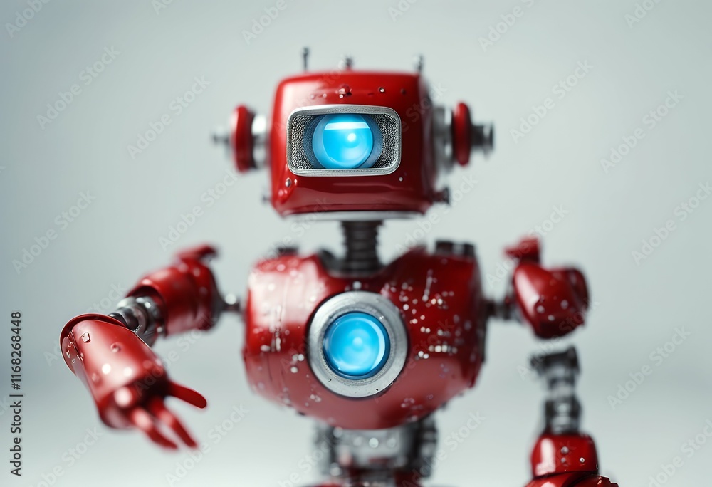 Poster empty head design screen copy robot robot white space red blue toy background creative