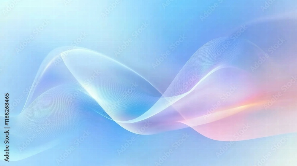 Poster Soft, flowing abstract waves in pastel colors create a serene and calming background.