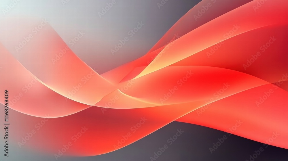 Aufkleber Abstract flowing shapes in red and gray tones, creating a sense of movement and fluidity.