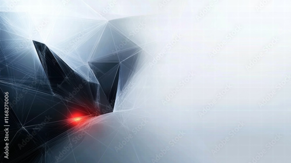Poster abstract geometric design with sharp angles and a glowing element.
