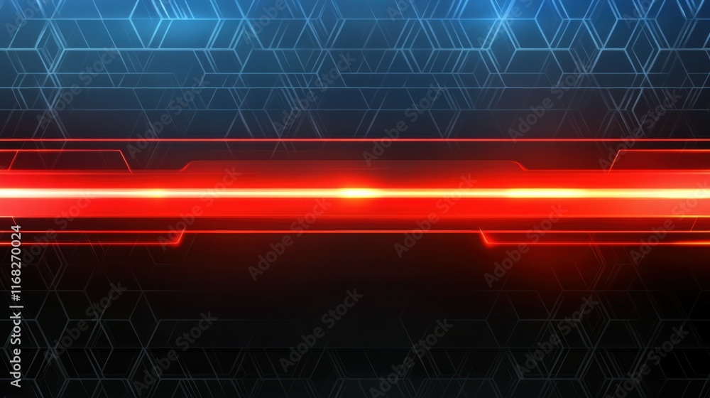 Poster A digital background featuring a glowing red line against a hexagonal pattern.